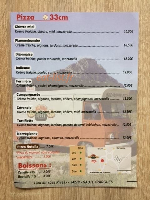 Belmondo Pizza — carte page 2