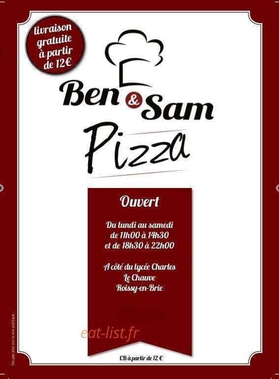 Ben & Sam Pizza — carte page 1