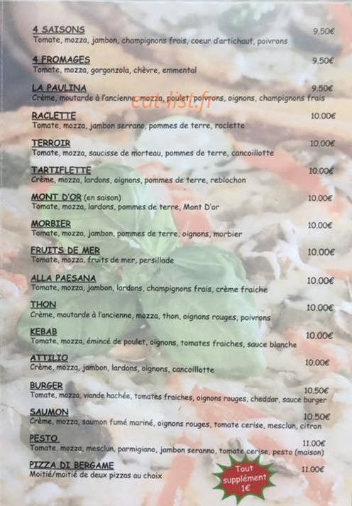 Bergame pizza — carte page 3