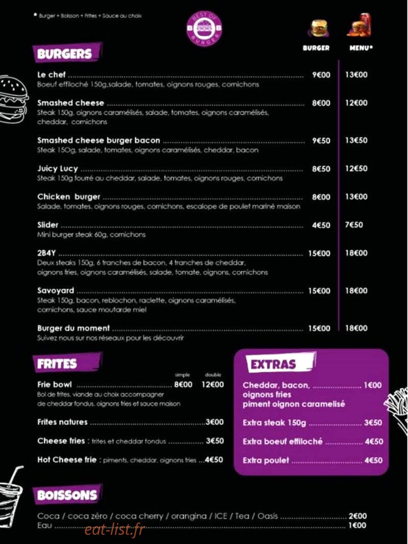 Best Of Burger — carte page 1