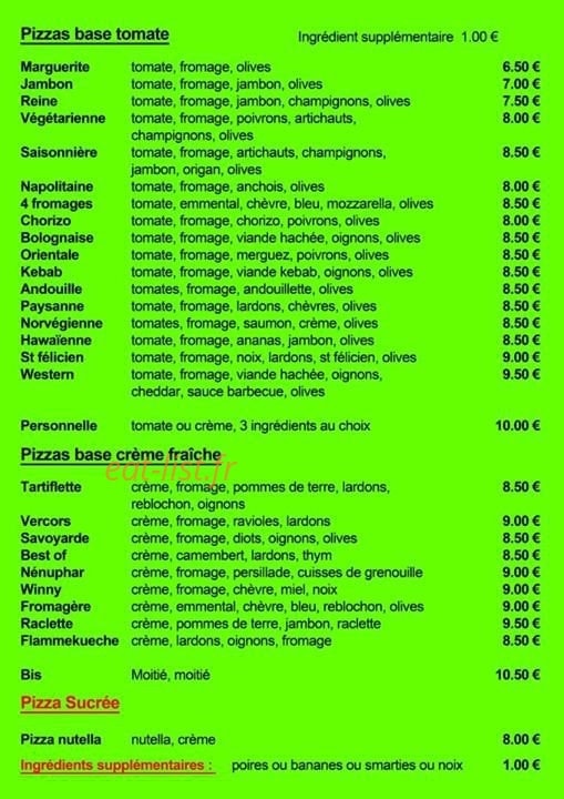 Best of Pizzas — carte page 1