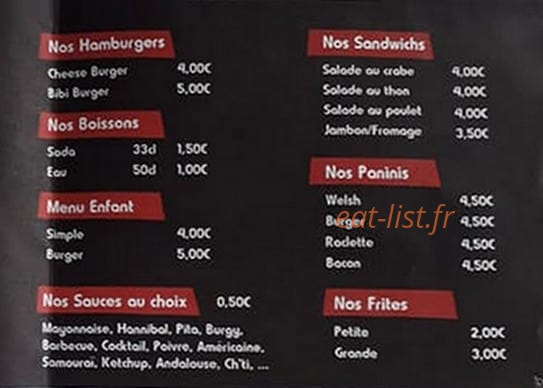 Bibi ' Friterie — carte page 2
