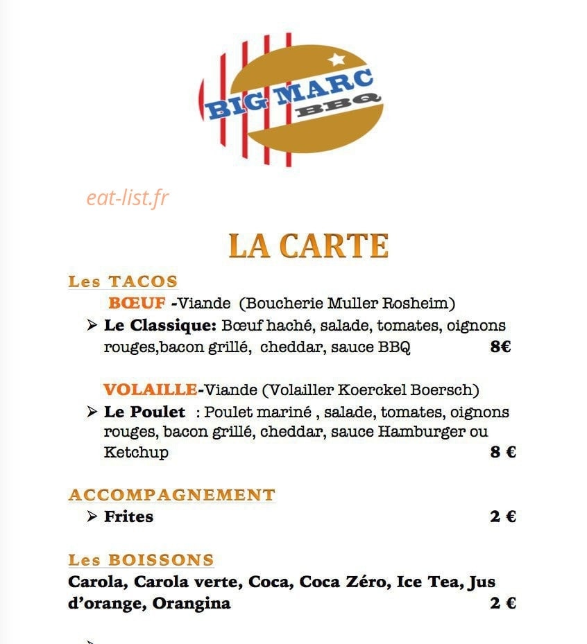 Big marc bbq — carte page 1