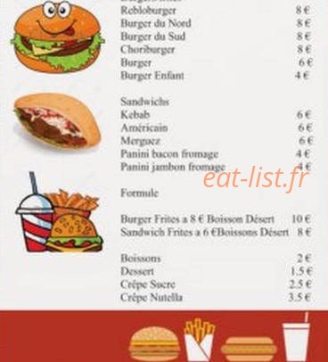 Billou Burger — carte page 1