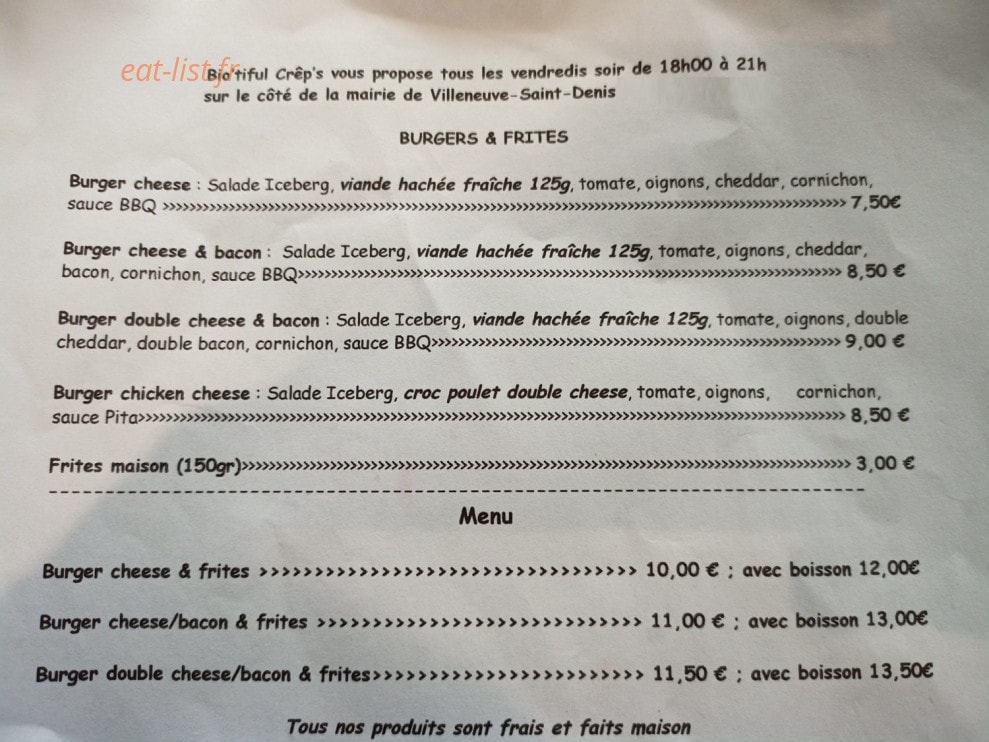 Bio'tiful Crêp's — carte page 1
