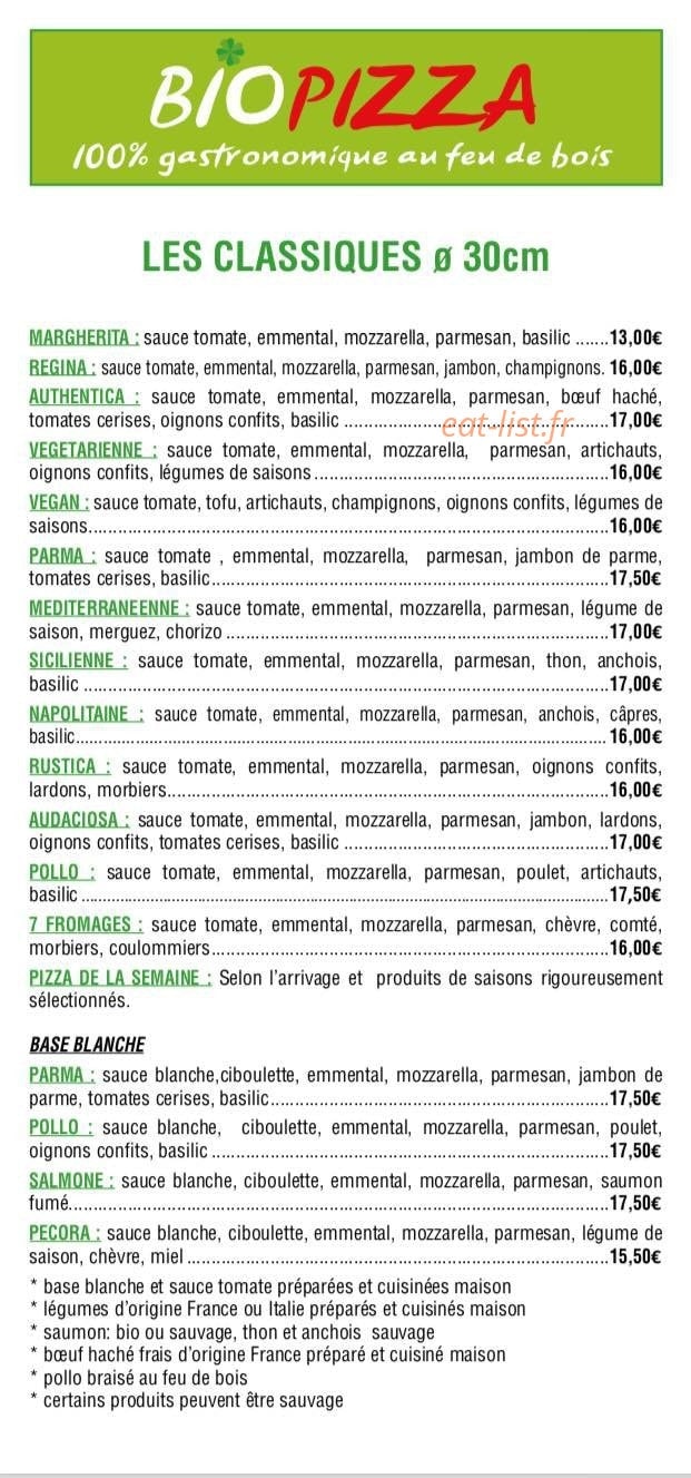 Biopizza — carte page 2
