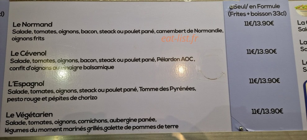 Bla bla Burgers — carte page 2