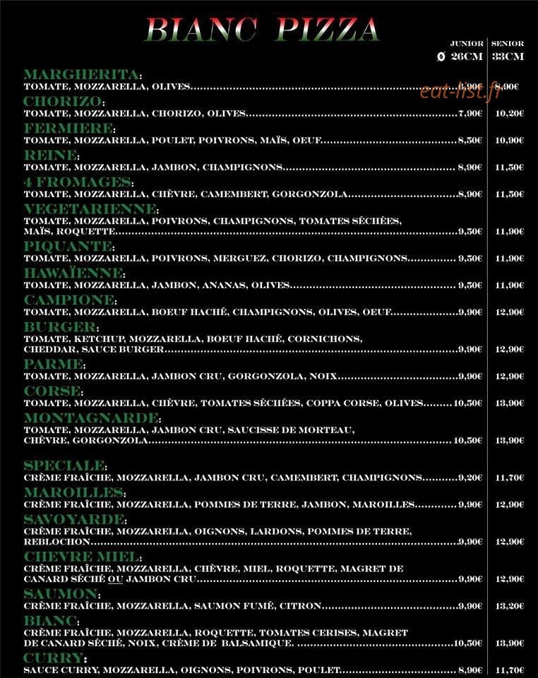 Blanc pizza — carte page 1