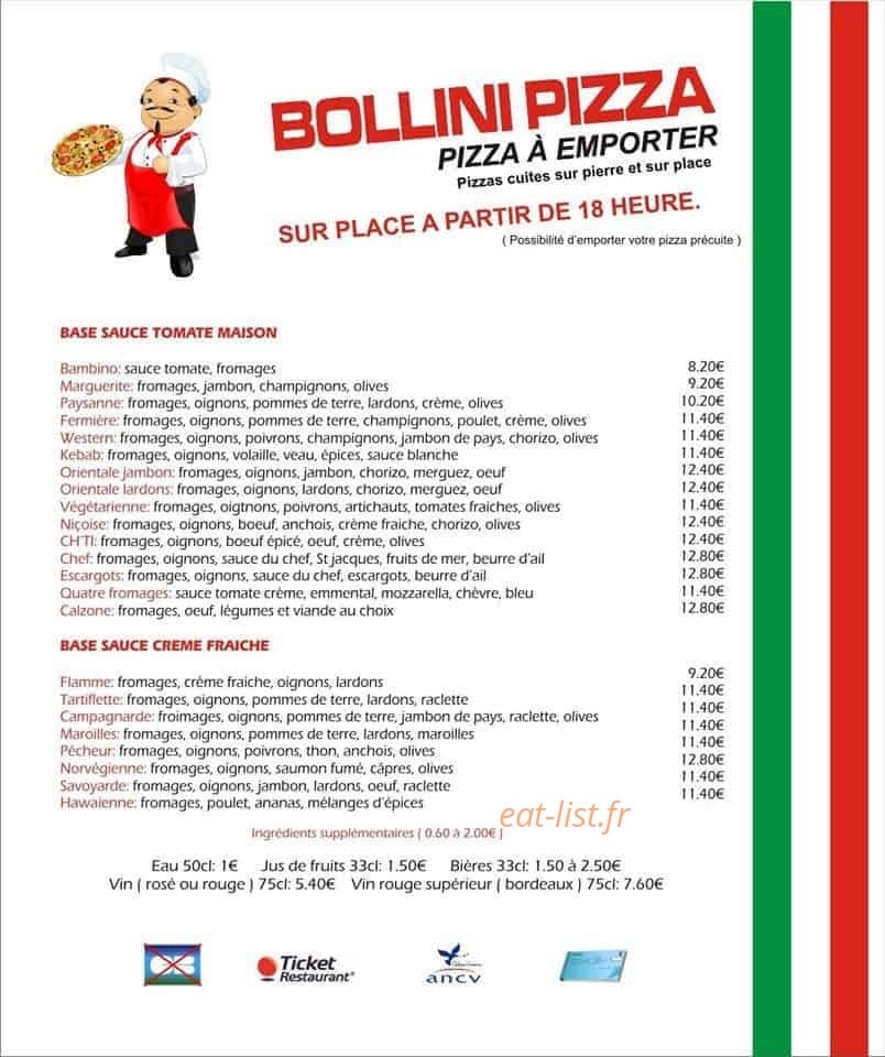 Bollini-Pizza — carte page 1