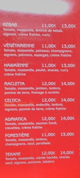 Bonissima pizzas — carte page 3