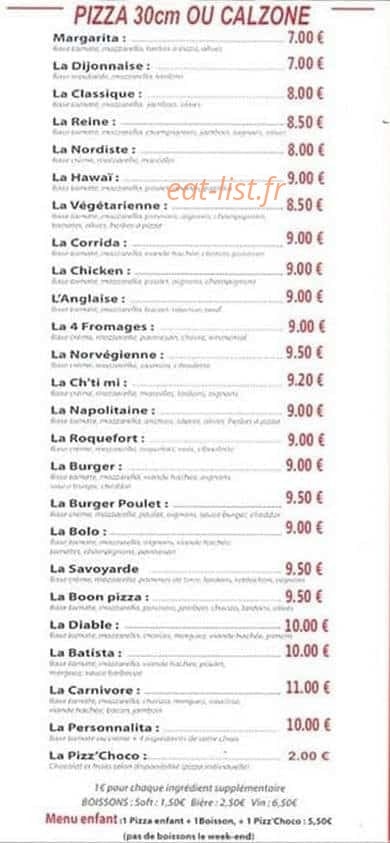 Boon pizza — carte page 2