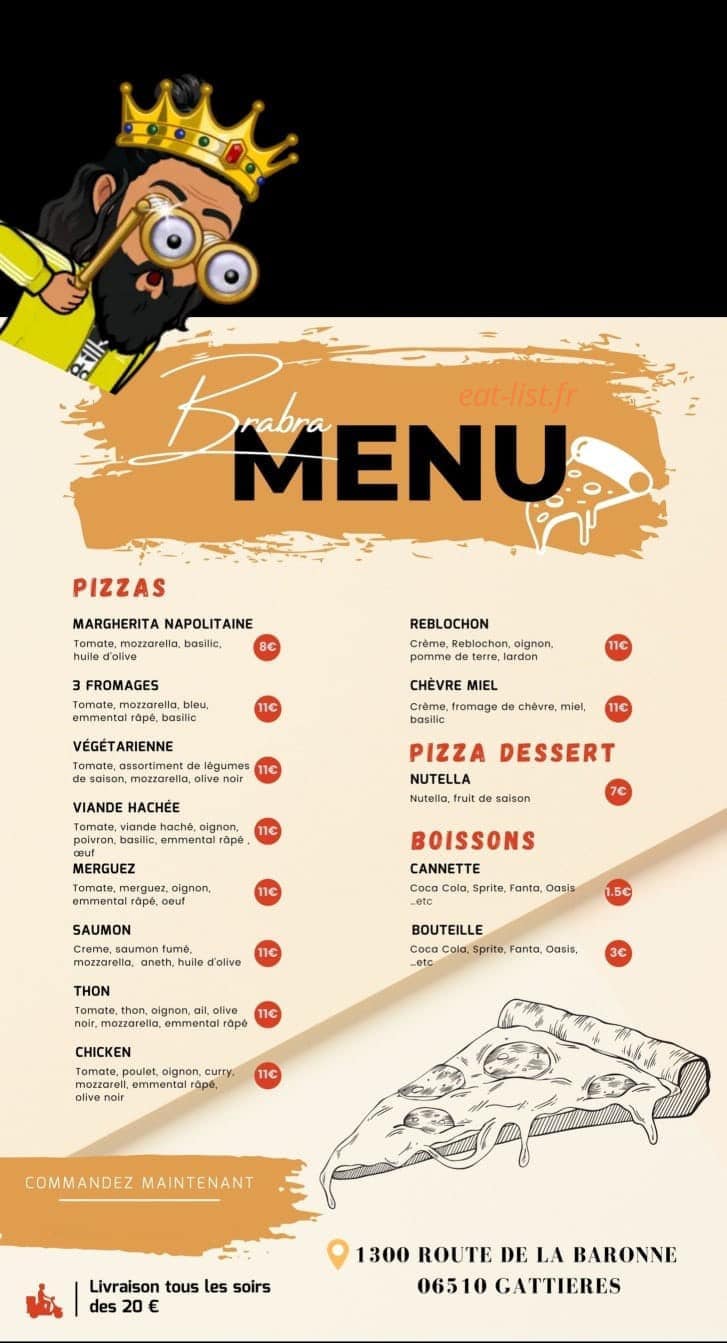 Brabra pizza — carte page 1