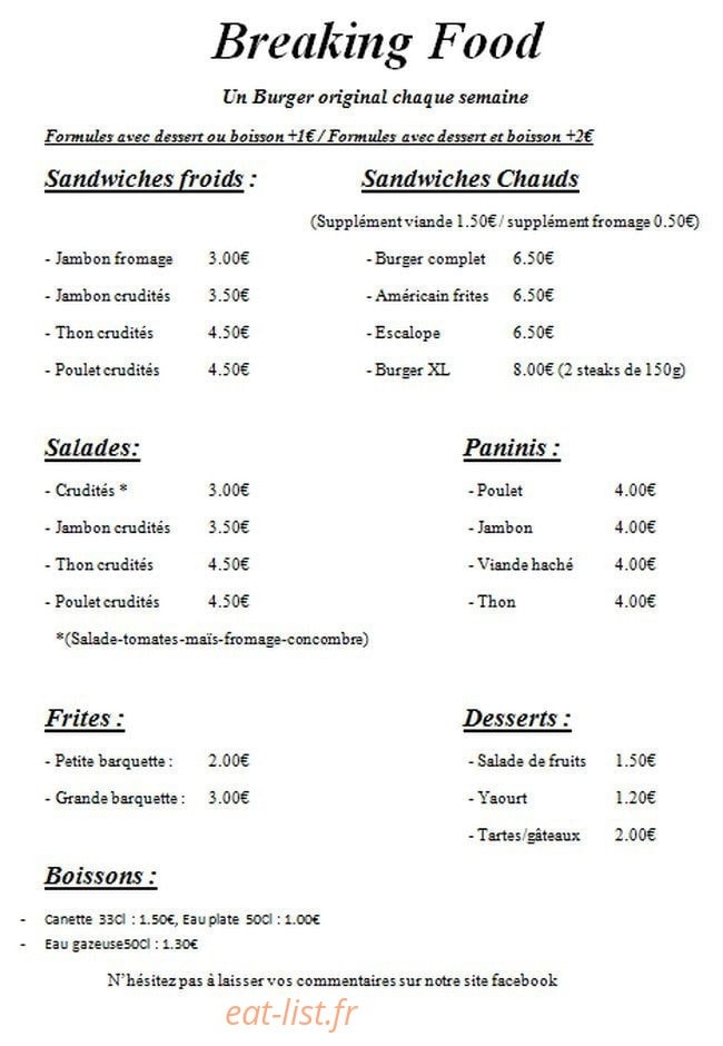 Breaking food — carte page 1