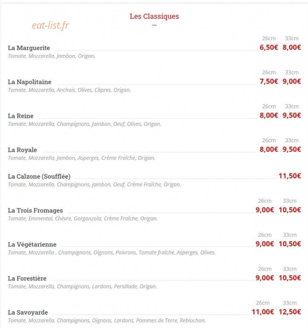 Breizh Pizza — carte page 1
