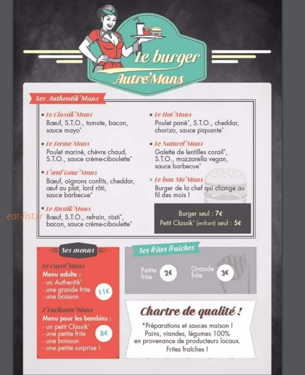 Burger Autre'Mans — carte page 1