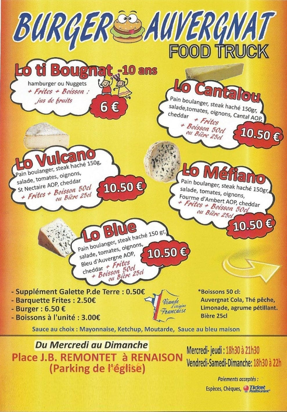 Burger Auvergnat — carte page 2