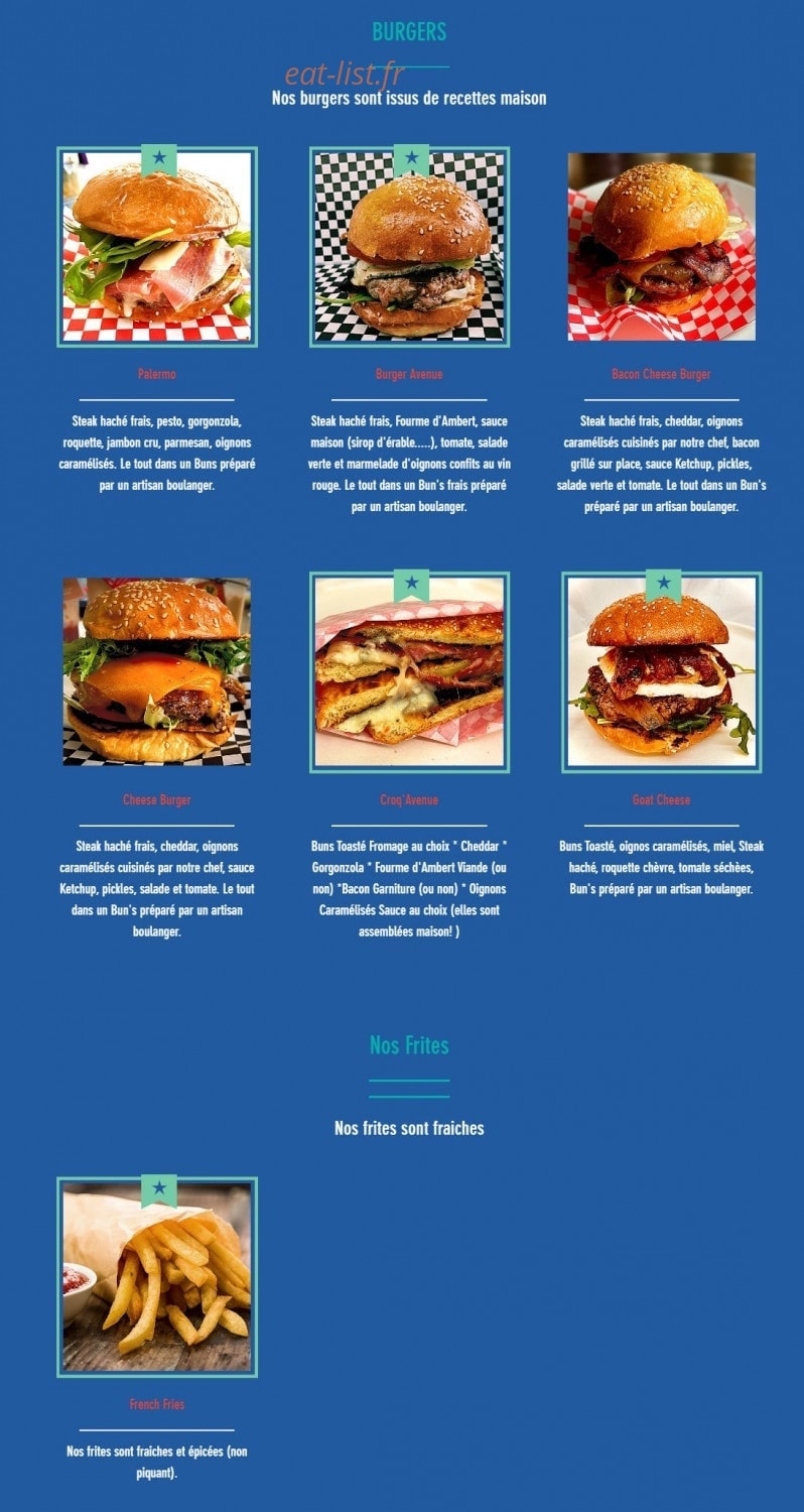 Burger Avenue — carte page 1