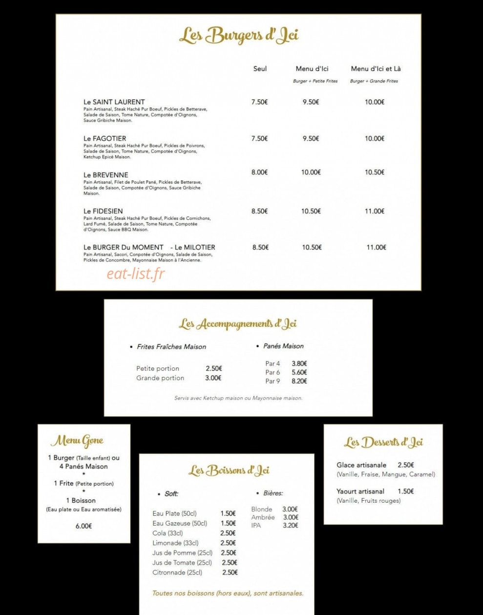 Burger d'Ici — carte page 1