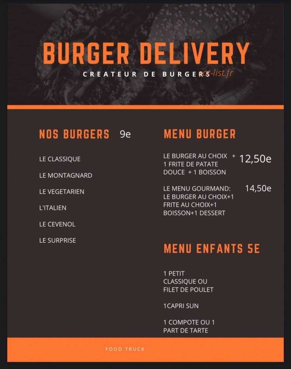 Burger delivery — carte page 1