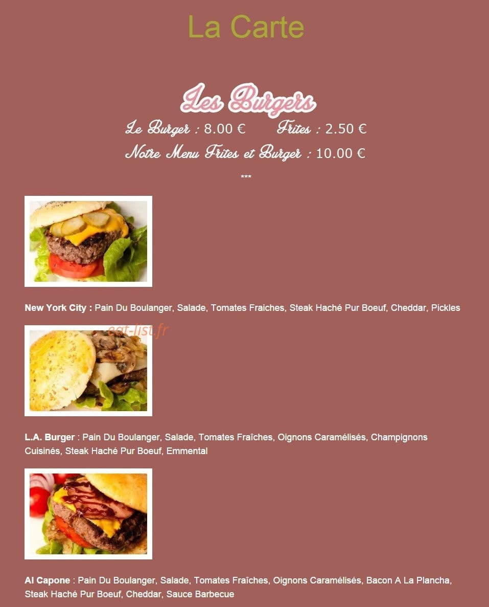Burger et Compagnie hyères — carte page 1
