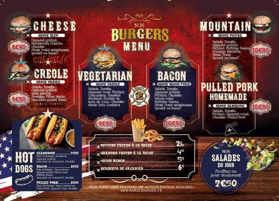 Burger's Dept by Aux Petits Oignons — carte page 1