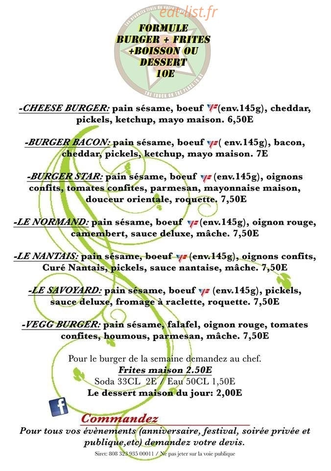 Burger Star — carte page 1