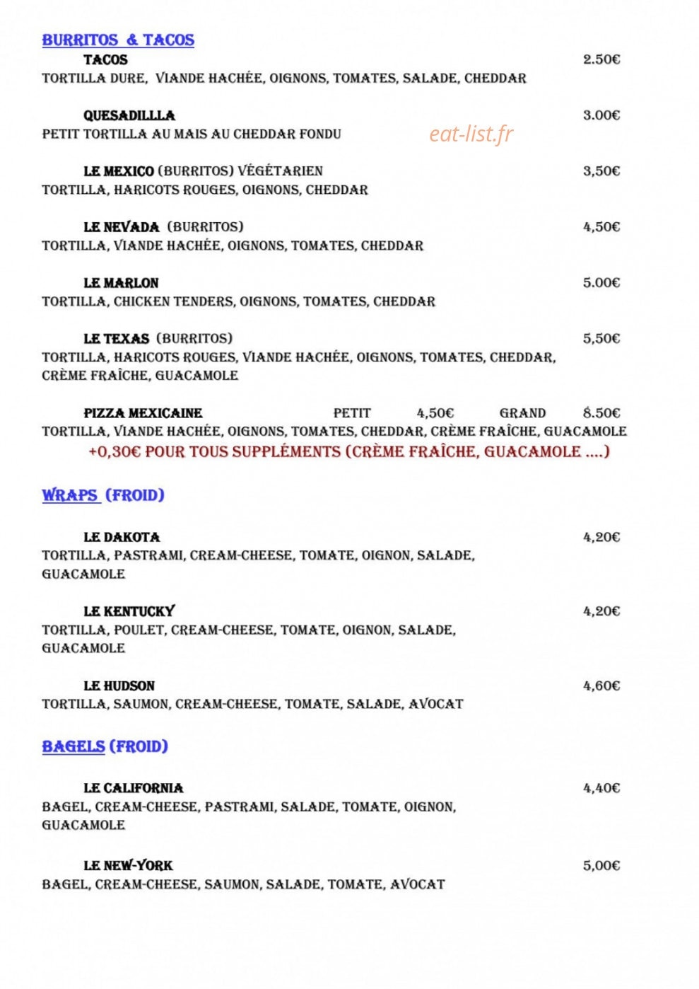 Burger Time — carte page 2