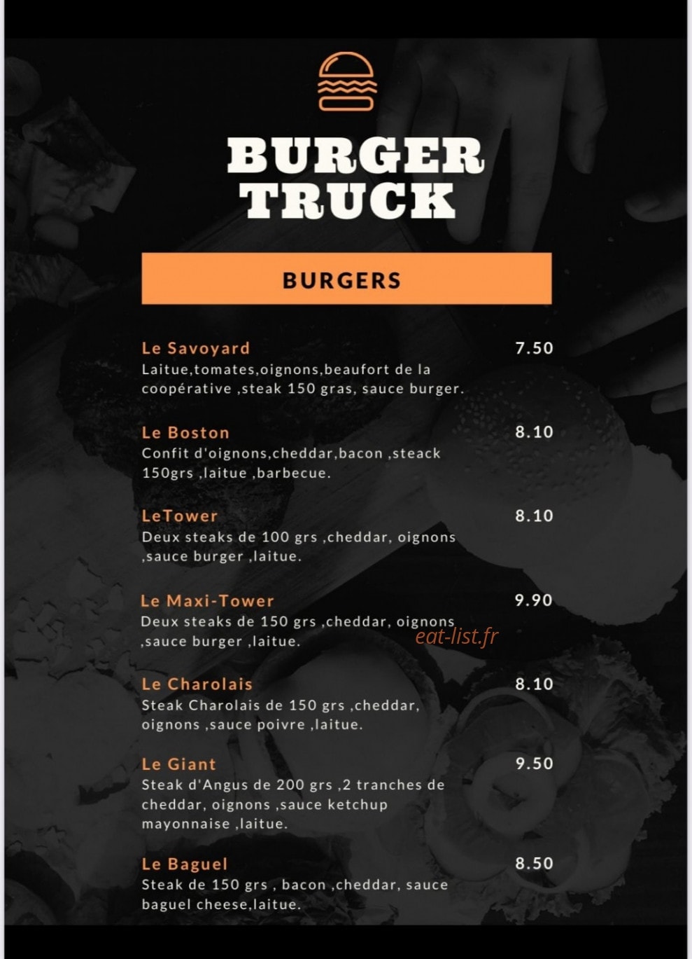 Burger Truck — carte page 1