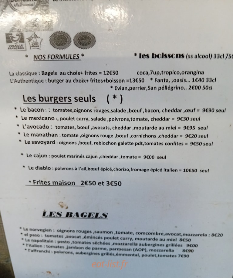 Burgers à la française — carte page 1