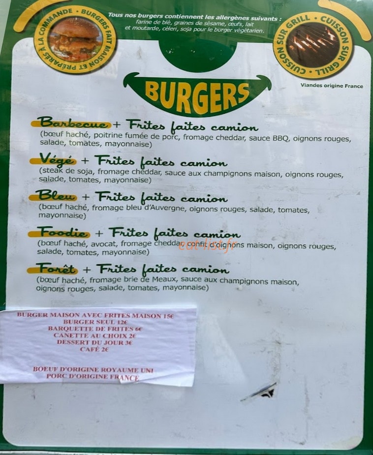 Burgers Boss — carte page 1