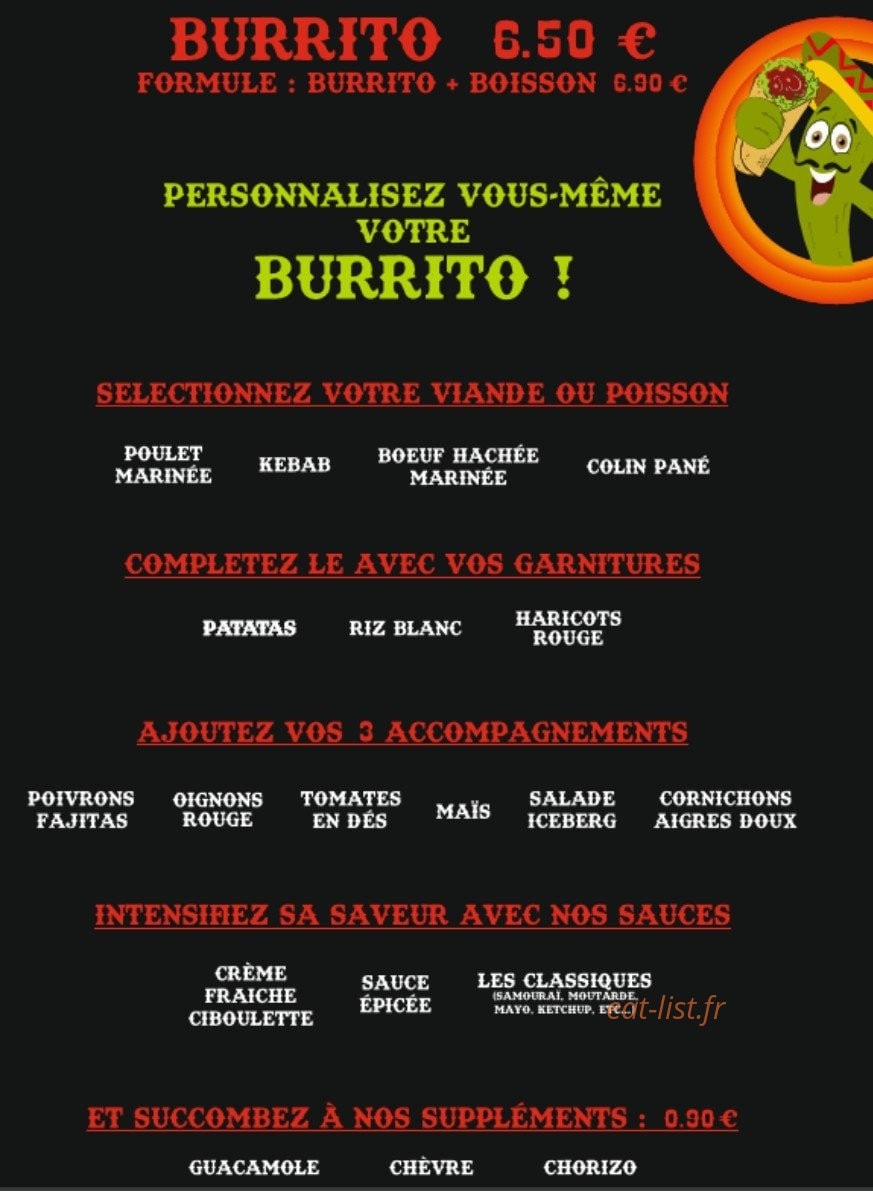 Burrito King — carte page 1