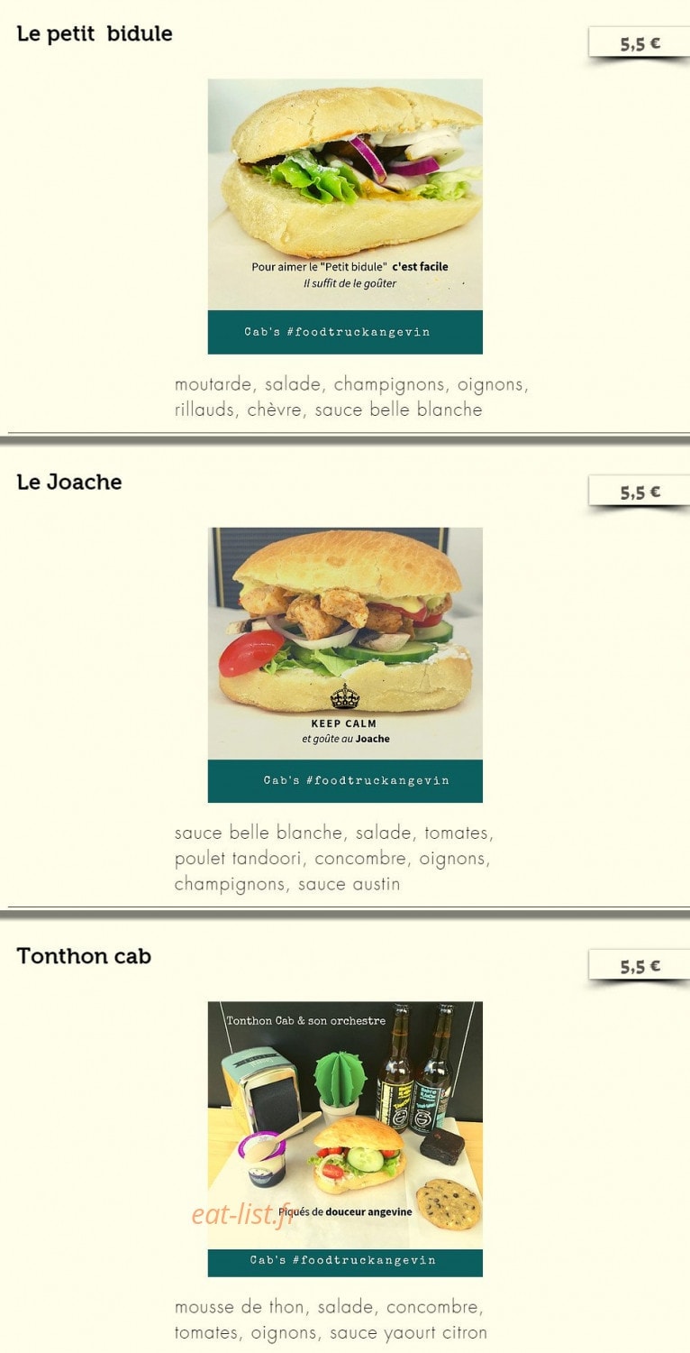 Cab's — carte page 1
