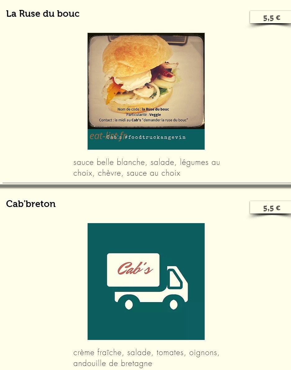 Cab's — carte page 2