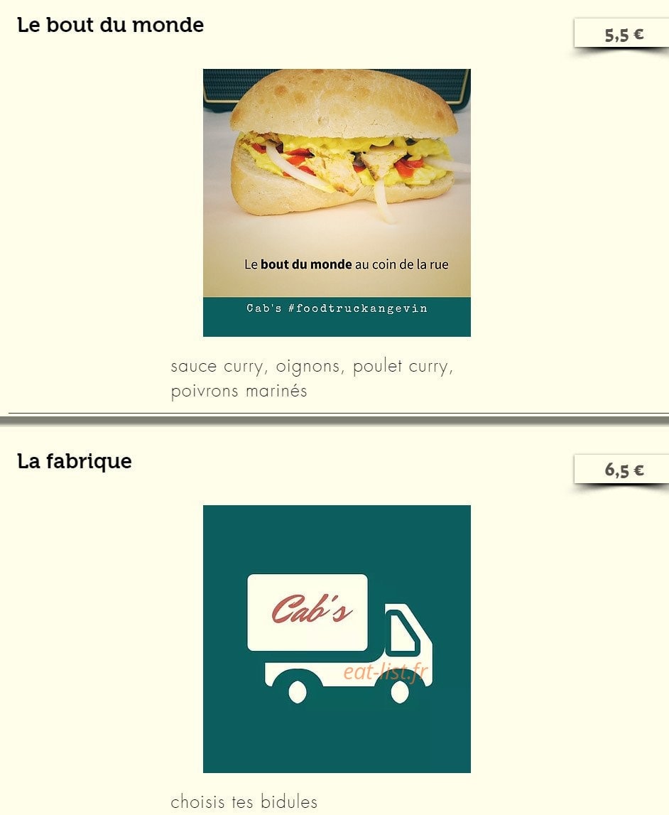 Cab's — carte page 3