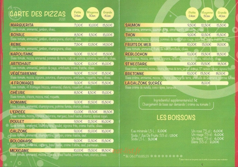 Camion Pizza Vert — carte page 1