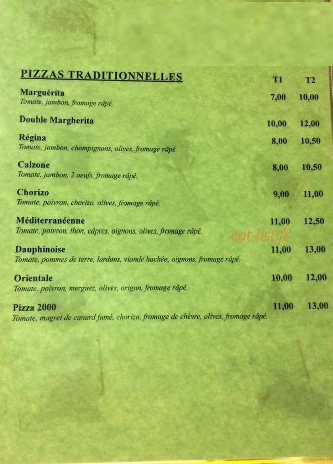 Camion Pizza — carte page 2