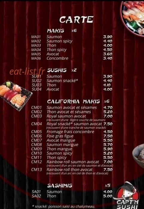 Capt'n Sushi — carte page 1