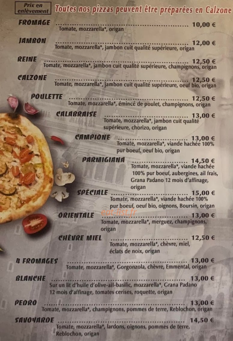 Car A'Pizzas — carte page 2