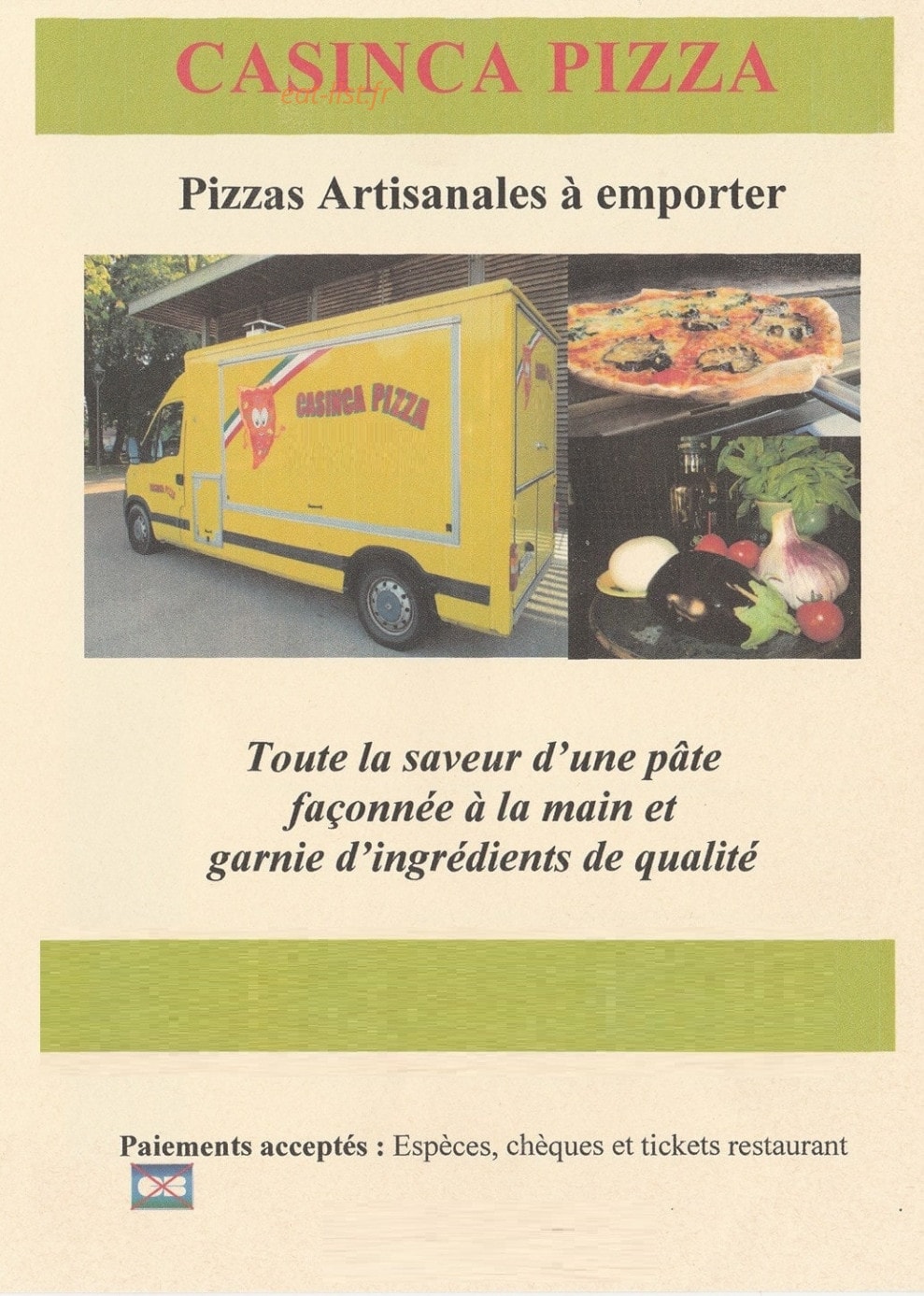 Casinca Pizza — carte page 1