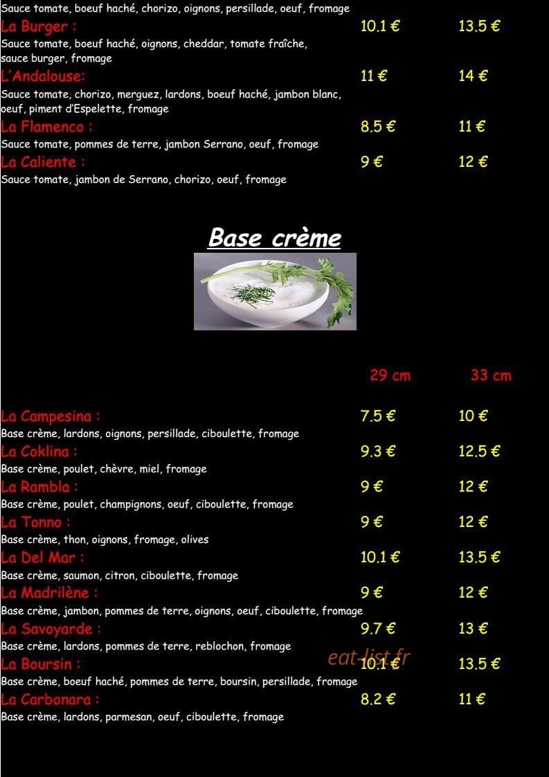 Cataluña Pizz' — carte page 2