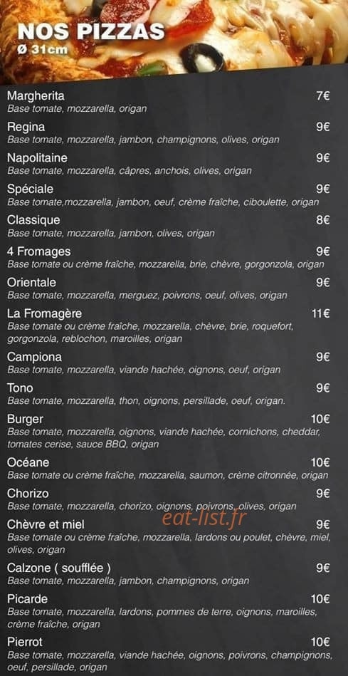 Celena Pizza — carte page 1