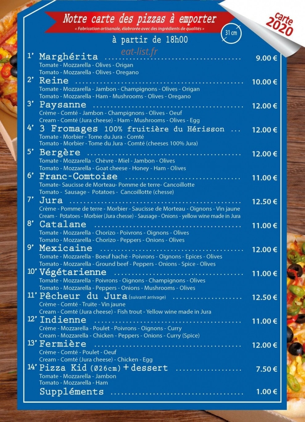 Chalain Pizza — carte page 2