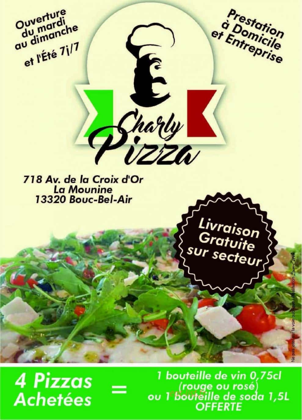 Charly Pizza — carte page 1