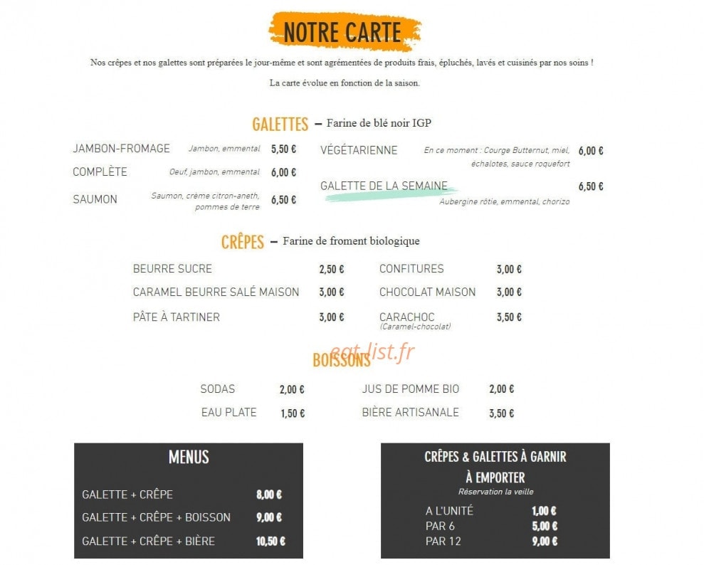 Chef Triffon — carte page 1