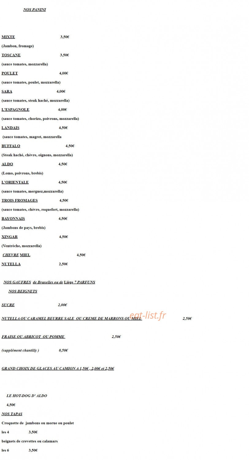 Chez Aldo — carte page 4