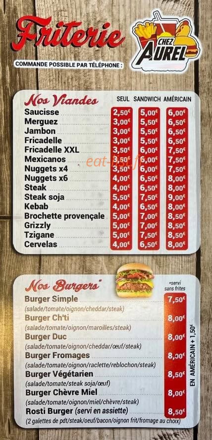 Chez Aurel — carte page 1