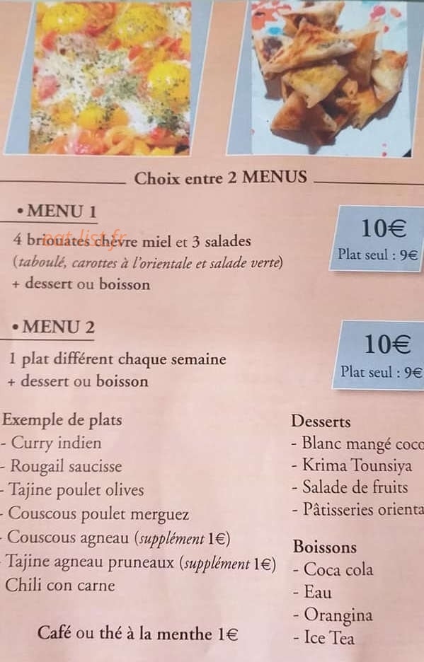 Chez Aysha — carte page 1