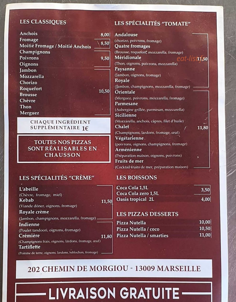 Chez Ben et Mimi — carte page 1