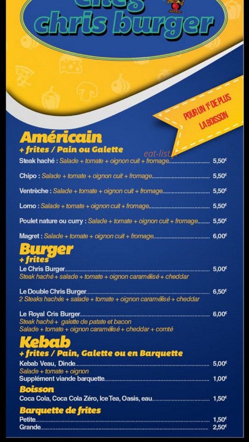 Chez Chris Burger — carte page 2