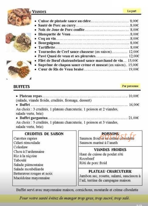 Chez Claudine — carte page 3